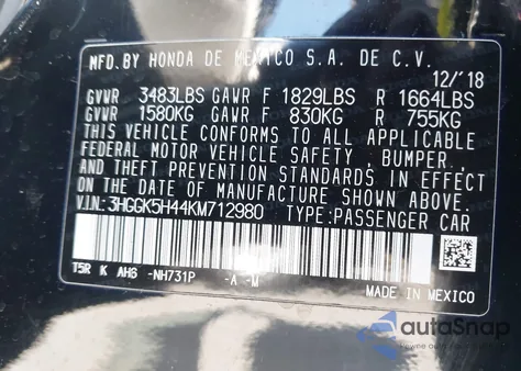 2019 Honda Fit Lx from USA, damaged, VIN 3HGGK5H44KM712980